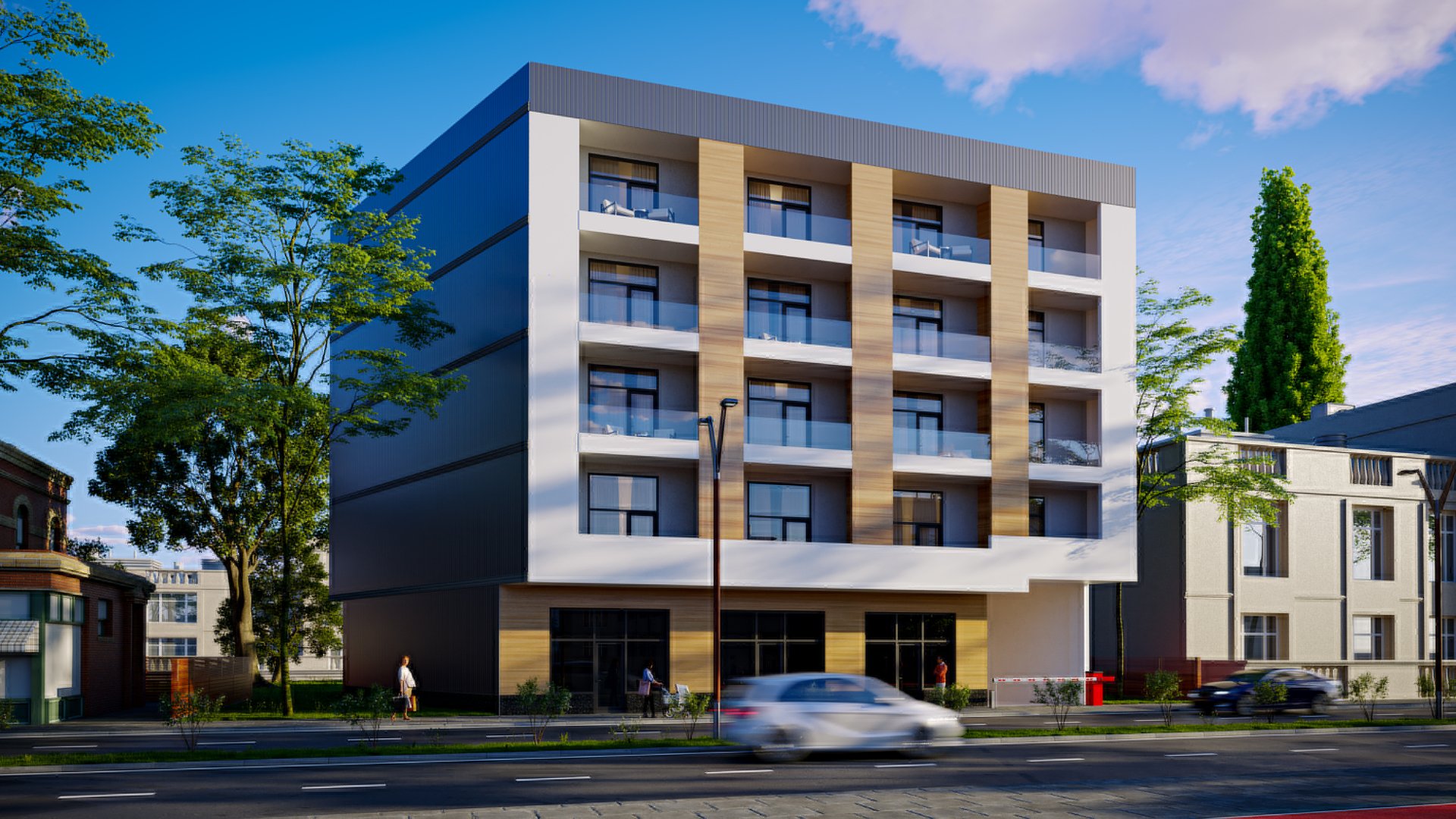 Residential complex exterior rendering